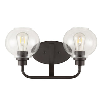 Sandrine Iron/Seeded Glass Cottage Rustic LED Vanity Light - JONATHAN Y